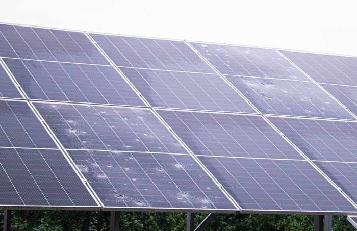 Solar panel damaged by hail